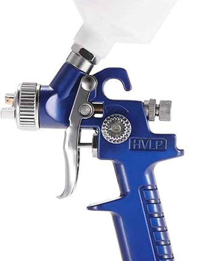 Pistolet à Peinture HVLP Pistolet pulvérisateur Professionnel avec Godet en Plastique de 120 ML et Buses 0.8mm Spray Gun