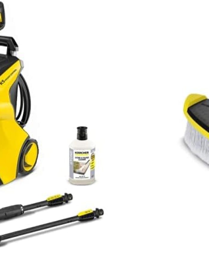 Kärcher Nettoyeur Haute Pression K 5 Power Control Home: Support Intelligent par Une App – INCL. Home Kit 1.324-553.0 Jaune/Noir & Brosse Triangulaire Accessoire pour Nettoyeur Haute Pression
