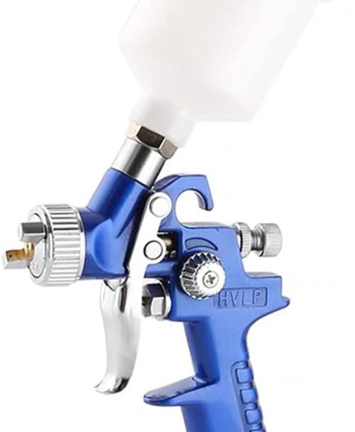 Pistolet à Peinture Pneumatique HVLP Pistolet Pulvérisateur Professionnel avec Godet en Plastique de 125ml et Buses Rotative en acier inoxydable 1.0 mm Spray Gun (0.8mm)