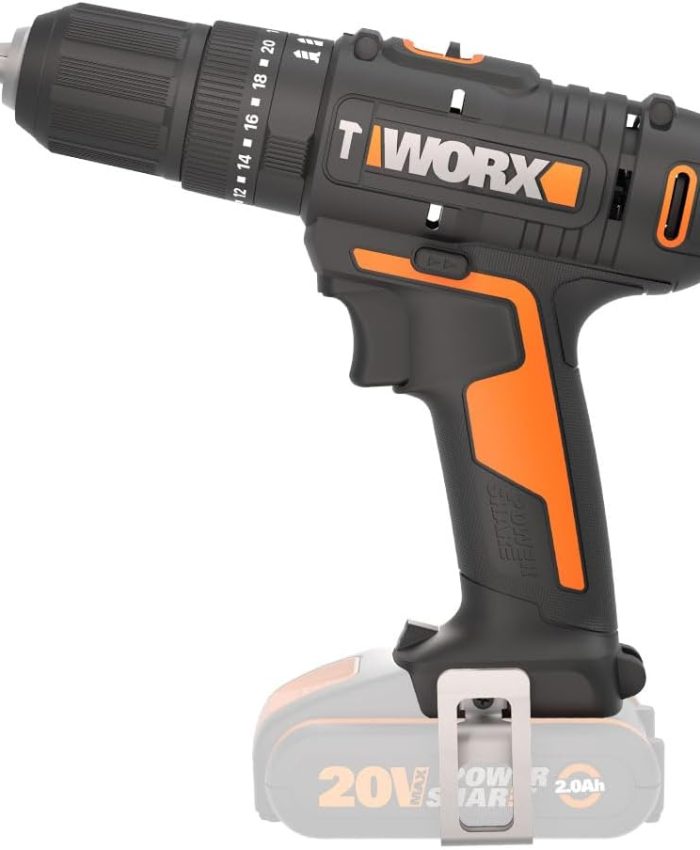 WORX – Perceuse-visseuse à percussion sans fil 20V – 50Nm – ⌀13mm – WX370.9 (Livrée sans batterie ni chargeur, avec double embout)