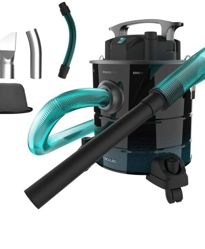 Cecotec Aspirateur de Cendres Conga Ash 5000 Free 20L. 1200W, Puissance d&rsquo;aspiration 18kPa, Tuyau avec revêtement métallique, buse de 38mm, Transport Facile avec Roues et poignée