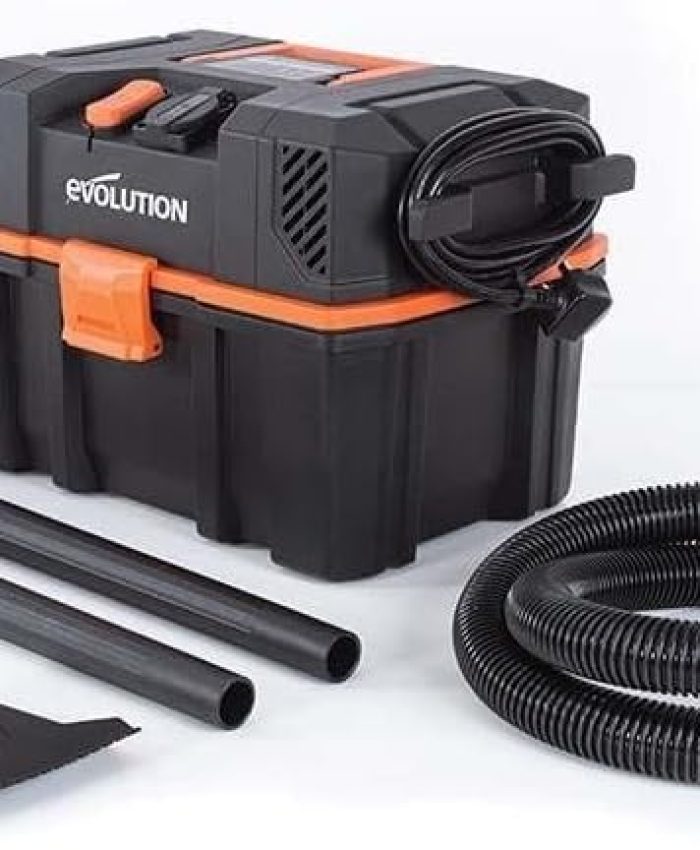 Evolution Power Tools Aspirateur Eau Et Poussière, Portable Et Léger, Idéal Pour Aspirer La Poussière De Scie Dans Les Ateliers, Avec Prise De Courant, Fonction de soufflage – Filaire – R15VAC