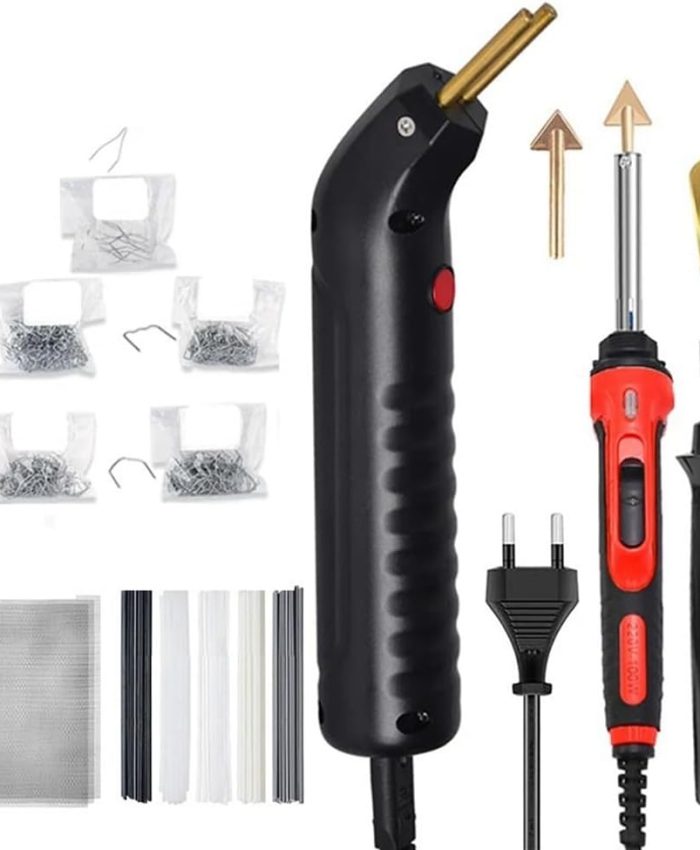 Mkcavne Kit de Machine à Souder en Plastique 100 W pour la Réparation des Fissures de Pare-Chocs Automobile avec Agrafeuse à Chaud en Fer Prise UE