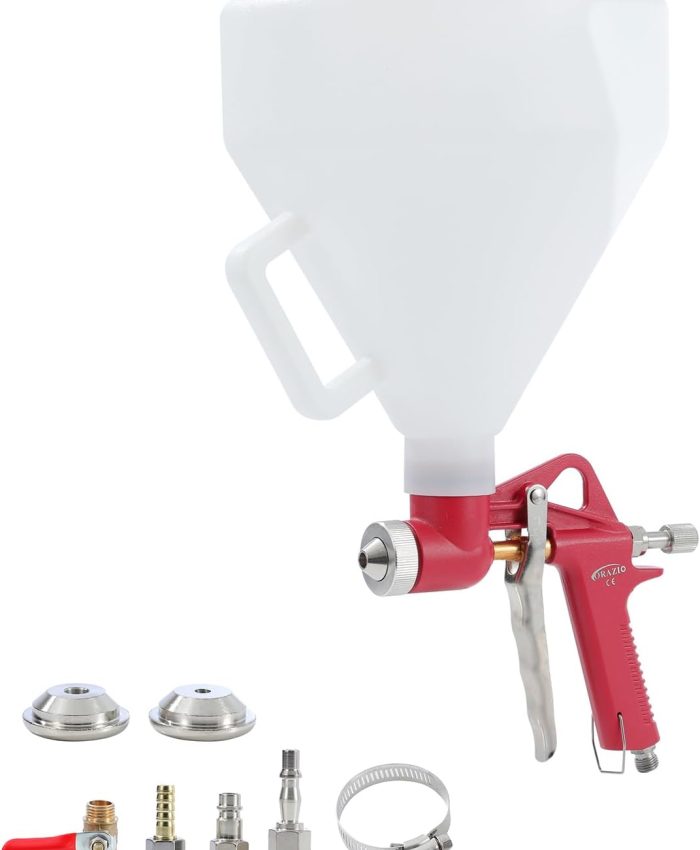 Orazio Pistolet à Crépir Pneumatique 5L 3 Buses, Pistolet à Peinture Texturée Alimentation par Trémie pour Plafond Mur Rendu Cloison Sèche Plâtre Peinture 221471