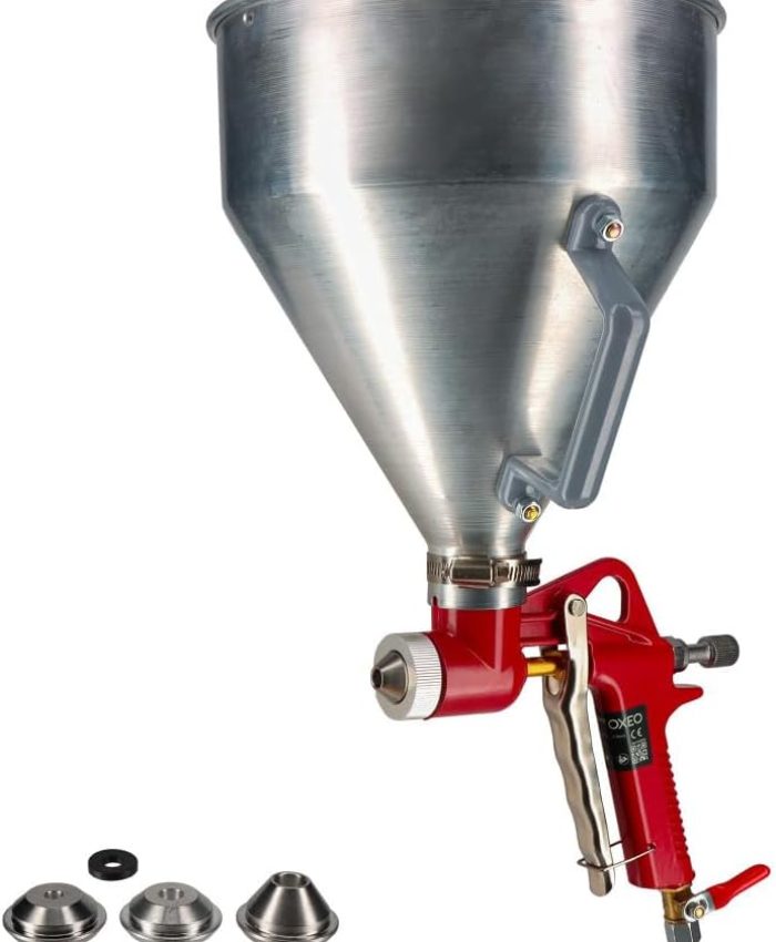 Pistolet à crépir pneumatique godet metal 4,5l + 3 buses – Crépi intérieur et extérieur enduit de finition