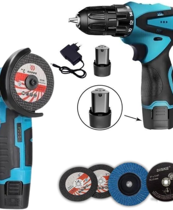 Perceuse visseuse sans fil, mini meuleuse d&rsquo;angle, coupe électrique flexible avec 4 disques, 2 batteries 48 V et chargeur, ensemble complet