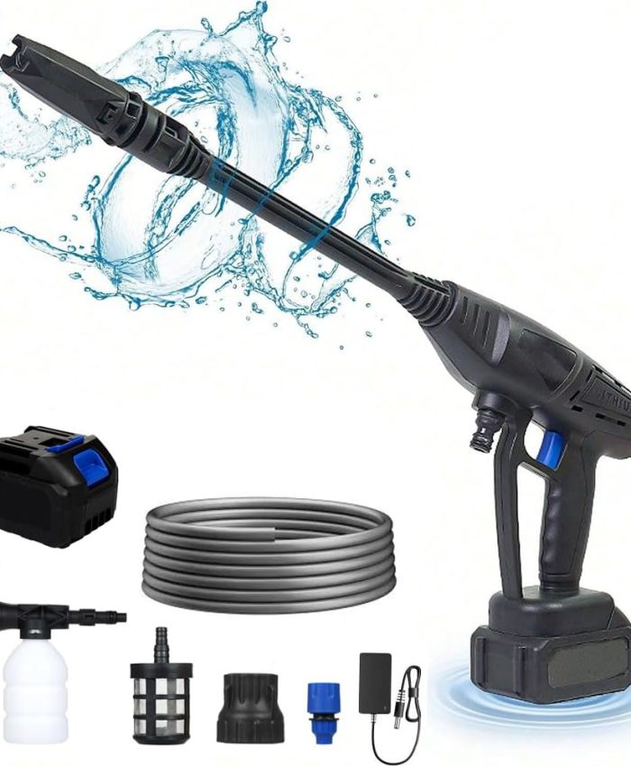 Nettoyeur Haute Pression, Pistolet à Eau Portable Pression avec 5 m de Conduites d’Eau Haute Pression, Distance Effective de 8 m, Moteur Puissant et Faible Bruit et Longue Durée de Vie, pour Voiture