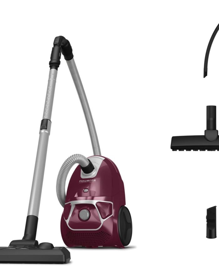 Rowenta Compact Power Aspirateur avec sac, Moteur basse consommation de 900 W max, Compact, Haute filtration, Capacité 3 L RO3969EA, Aubergine