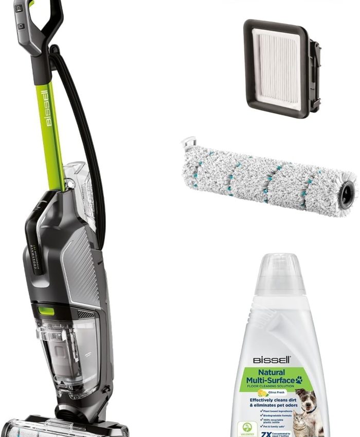 BISSELL CrossWave HydroSteam PET | Aspirateur Eau et Poussière | Aspirateur Laveur | Multi Surfaces | Aspire, Lave et Sèche | Idéal pour Animaux | avec Fil | Inclus Solution | 76dB | 3517N