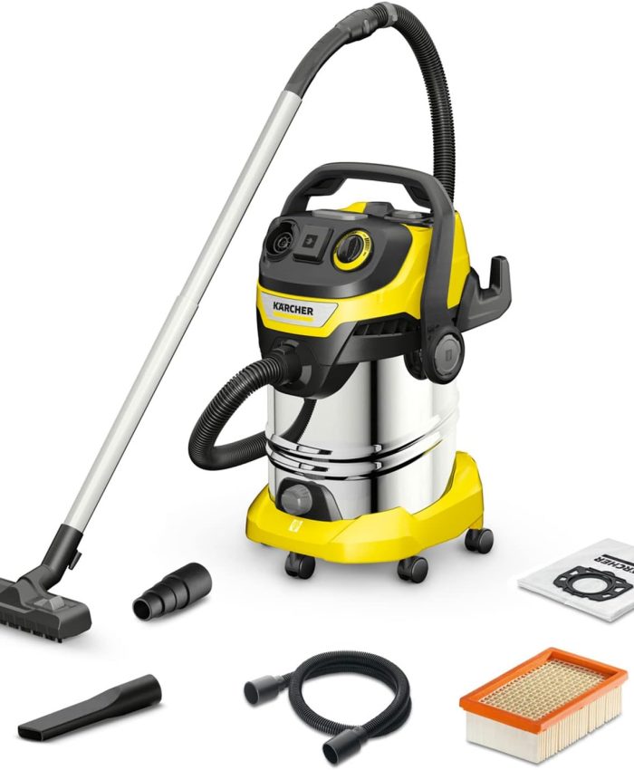 Kärcher Aspirateur Eau et Poussières WD 6 P S V-30/6/22/T, Prise de Courant, Filtre Plissé Plat, Fonction de Nettoyage, 1300 W, Cuve : 30 l et Bouchon de Vidange, Tube d&rsquo;Aspiration : 2,2 m