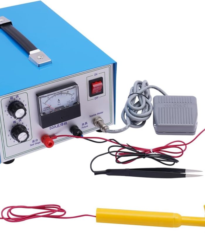 Dekltus Poste à souder par points à impulsion 50 A, 0,5-1,2 mm or et argent, machine à souder multifonctionnelle, kit de soudage à étincelle, kit de soudage à bricolage, 220 V 500 W
