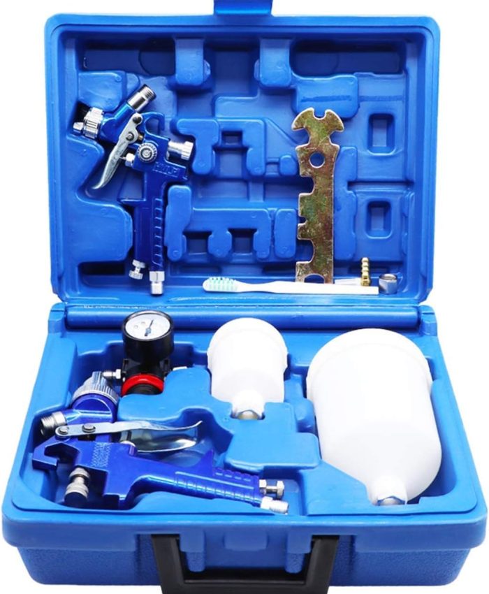 2 Pistolets à Peinture HVLP Pistolet à Peinture 0,8 mm 1,4 mm Buses – Kit Pistolet Professionnel pour la Finition de Voitures et de Meubles Haut de Gamme