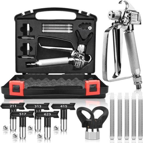 Kit de Pistolet à Peinture sans Air avec Protection de Buse, Pistolet à Peinture 3600 PSI et 5 Embouts de Pistolet à Peinture, 1 Support de Buse