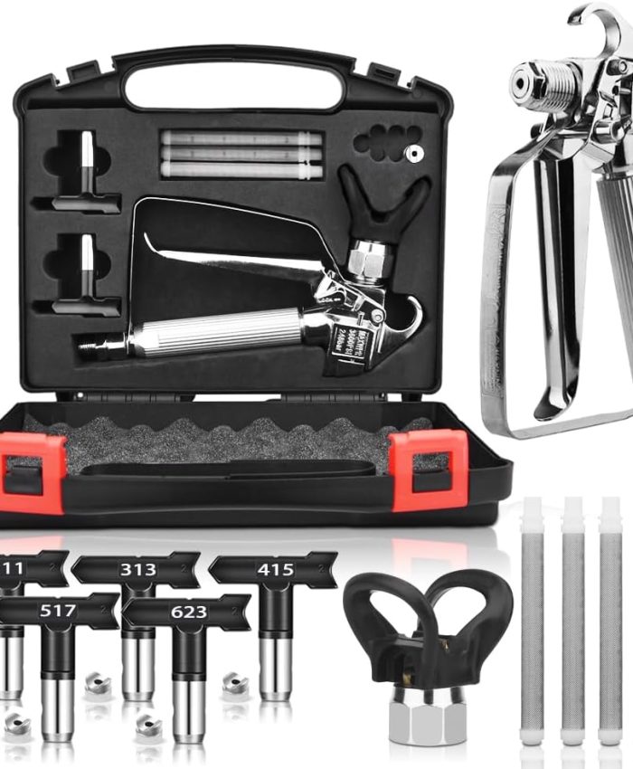 Kit de Pistolet à Peinture sans Air avec Protection de Buse, Pistolet à Peinture 3600 PSI et 5 Embouts de Pistolet à Peinture, 1 Support de Buse