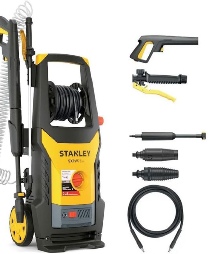 Stanley – Nettoyeur haute pression 2200W 160 Bar 460 L/h 2en1 Fonction lavage et Pulvérisateur SXPW22DHS, Jaune