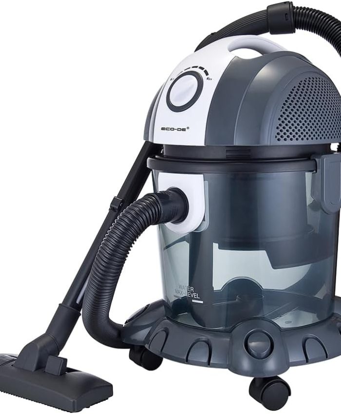 ECO-DE Aspirateur pour Solides, liquides et soufflerie Wet & Dry 1500 W Filtre HEPA Lavable et Filtre à Eau. Fonction Ventilateur et régulateur de Puissance.