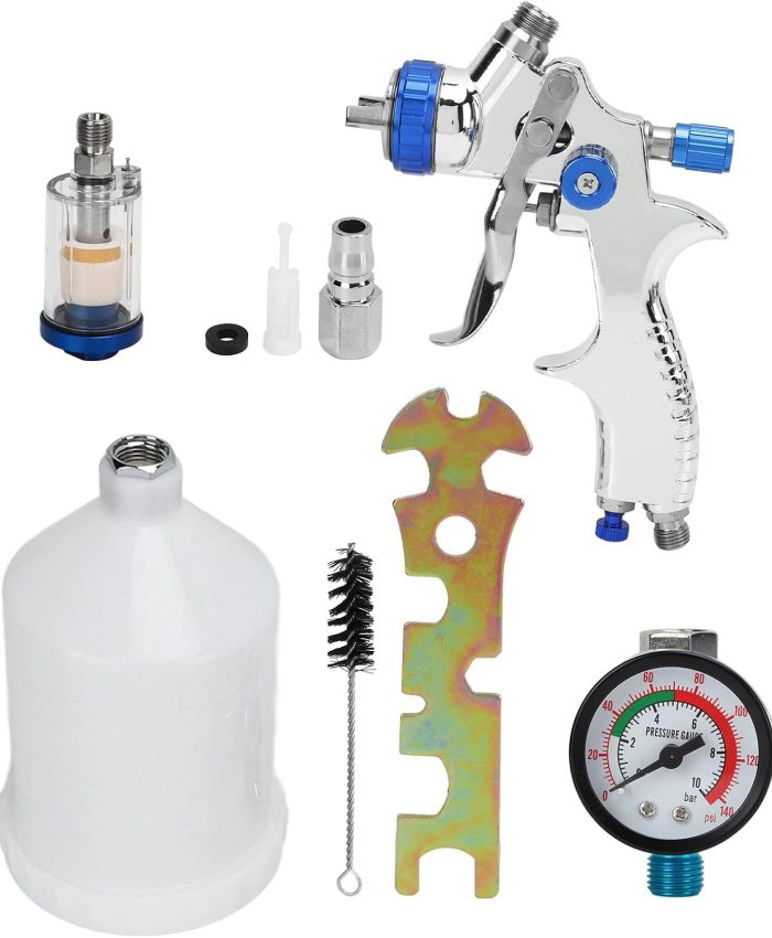 Fictory Fictory Pistolet à peinture pneumatique professionnel réglable pour peinture à base d&rsquo;eau 600 ml Résistant à basse pression