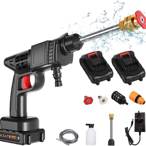 Nettoyeur Haute Pression sans Fil Portable，Mulcort 150PSI Portable Pressure Cleaner Handheld with Battery and Charger 24V 1500mAh Rechargeable Battery Electric Pressure Washer for Washing Cars