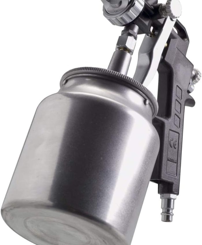 FERM Pistolet à peinture avec récipient – Pneumatique – 750cc – Max. 6 bar – Débit réglable