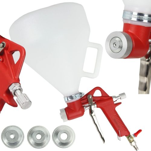 Pistolet pneumatique pour plâtre avec entonnoir en plastique 5L raccord à air 1/4&Prime; avec buses de 4, 6, 8 mm 2-4 atmosphères