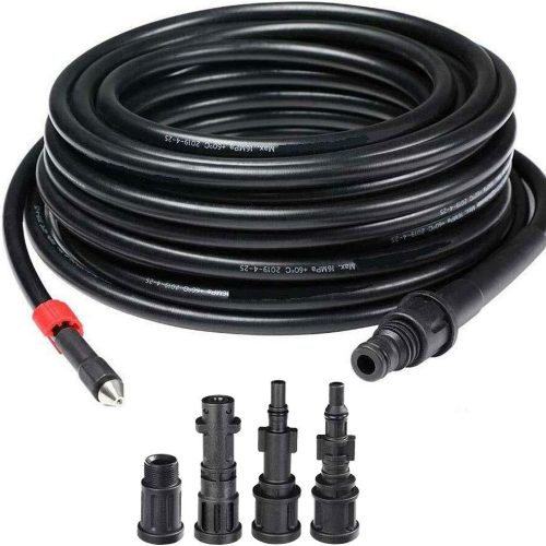 Bakaji – Sonde de débouchage pour Tuyau Haute Pression 15 m, système Anti-Pliage, connecteur intérieur en cuivre revêtement en PVC, résistance maximale 160 Bars avec 4 adaptateurs