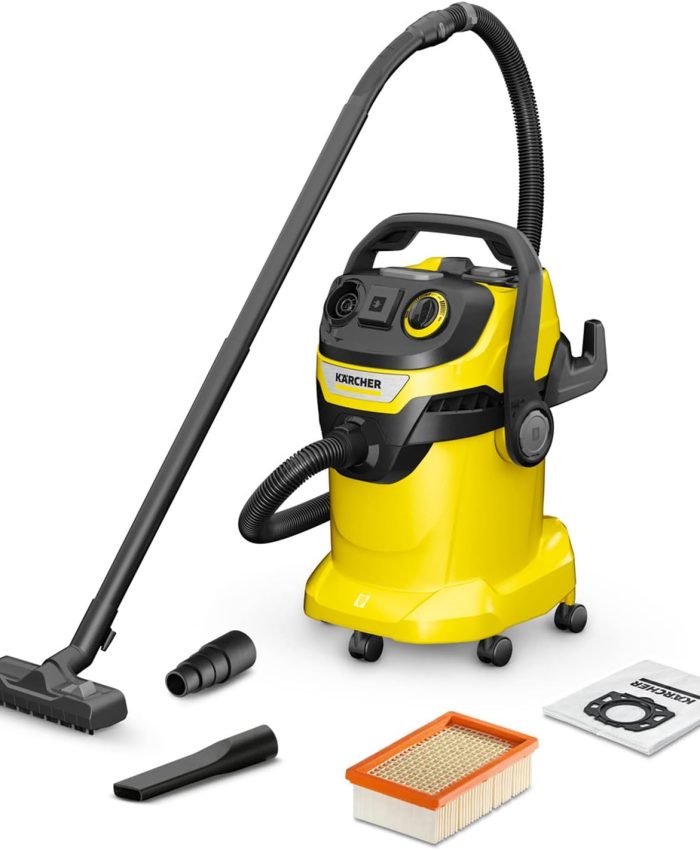 Kärcher Aspirateur Eau et Poussières WD 5 P V-25/5/22, avec Prise de Courant, Filtre Plissé Plat, Fonction de Nettoyage du Filtre, Cassette Filtrante, 1100 W, Cuve : 25 l, Tube d&rsquo;Aspiration : 2,2 m