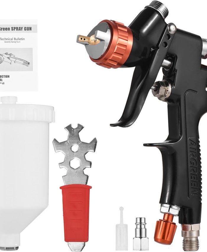YWBL-WH HVLP Ensemble de Pistolet à Peinture Pneumatique, Pulvérisateur de Réparation Automobile Réglable avec Buse de 1,3 Mm, Tasse de 600 ML, pour Peinture Murale de Meubles de