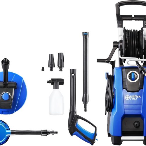 Nilfisk E 145 bars (128471189) Nettoyeur haute pression avec moteur à induction 2100 W, idéal pour les tâches ménagères, les espaces extérieurs, le lavage de voitures et l&rsquo;entretien du jardin (bleu)