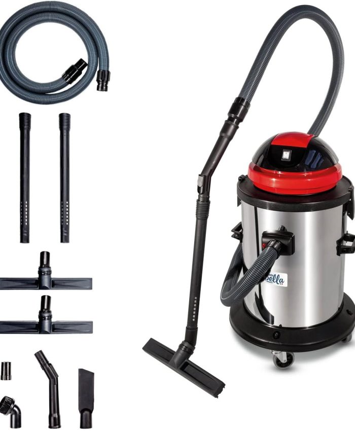 IDROBASE Pulito 3, Aspirateur Made in Italy, Aspirateur de Chantier, Aspirateur Professionnel, Aspirateur Liquide, Aspirateur Industriel, INOX, 1,5kW, 62l.