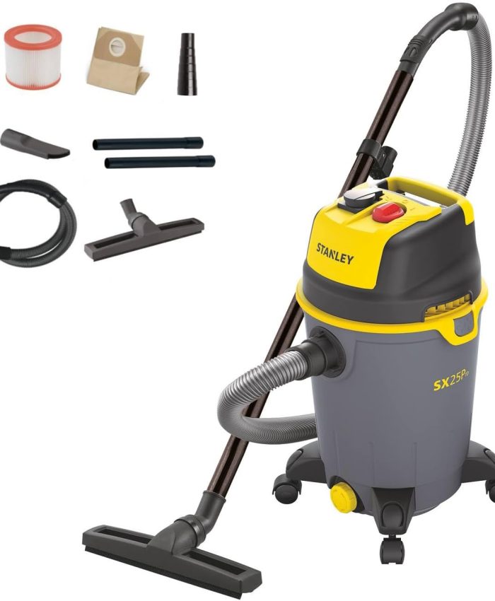 Stanley Aspirateur Solides et Liquides SXVC25PTDE avec Prise Outils Électroportatifs (1200 W, 25 l)
