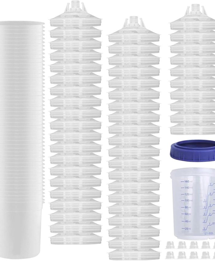 Tasses à mesurer de peinture – Tasses à mélanger avec couvercles, tasses jetables pour pulvérisateur de peinture | Pistolets à peinture pneumatique jetables, pistolets de pulvérisation de peinture