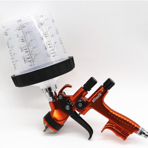 HNJZZSK pistolet a peinture pneumatique Pistolet de pulvérisation LVLP pistolet de pulvérisation par gravité 1.3mm avec tasse de mélange de peinture 600CC pistolet de peinture professionnel avec adapt