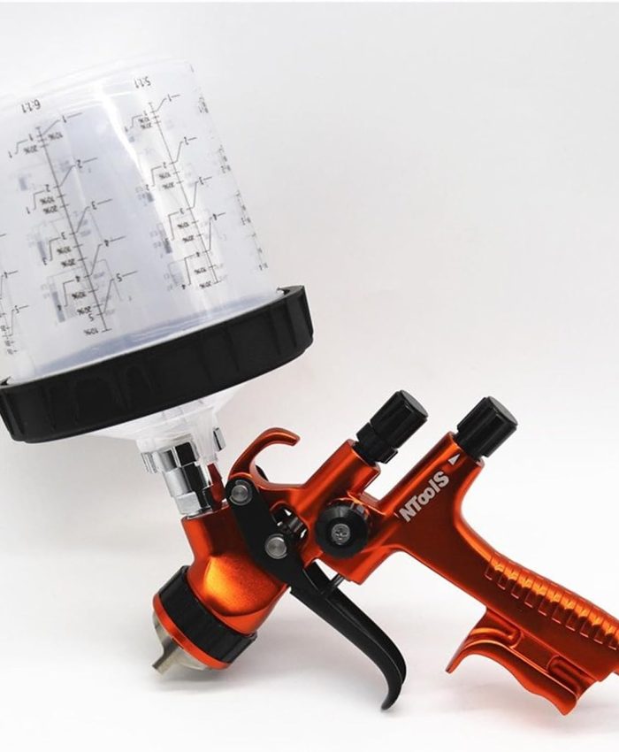 HNJZZSK pistolet a peinture pneumatique Pistolet de pulvérisation LVLP pistolet de pulvérisation par gravité 1.3mm avec tasse de mélange de peinture 600CC pistolet de peinture professionnel avec adapt