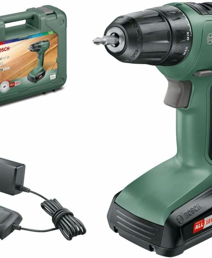 Bosch Home and Garden Perceuse-visseuse sans fil Bosch 18 V – UniversalDrill 18 (Livrée avec une batterie 18V-1,5Ah, chargeur, 2 embouts de vissage et coffret)