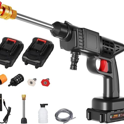 Alimenté Par Pile Nettoyeur Haute Pression sur Batterie, Mulcort 24V 1500mAh 150 PSI Nettoyeur Haute Pression sans Fil Portable avec Accessoires, Watering Flowers, Cleaning Floors(EU)