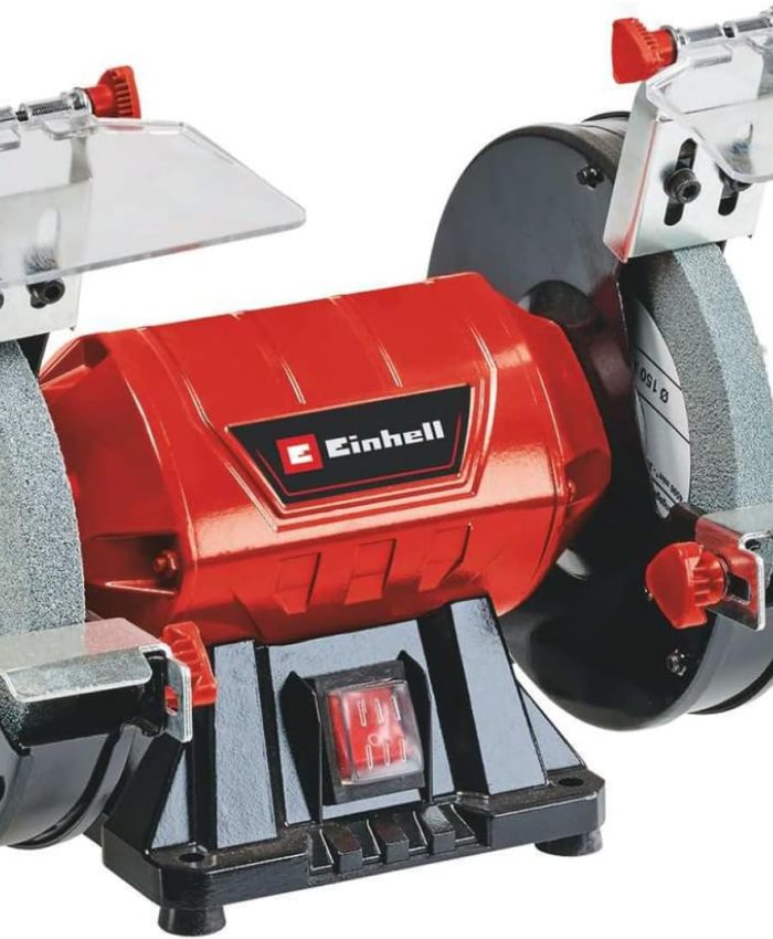 Einhell Touret à meuler TC-BG 150 (puissance de 150 W, pour les petites et grandes réparations, corrections de forme et polissages, vendu avec meule de dégrossissage et de ponçage fin K36/K60)