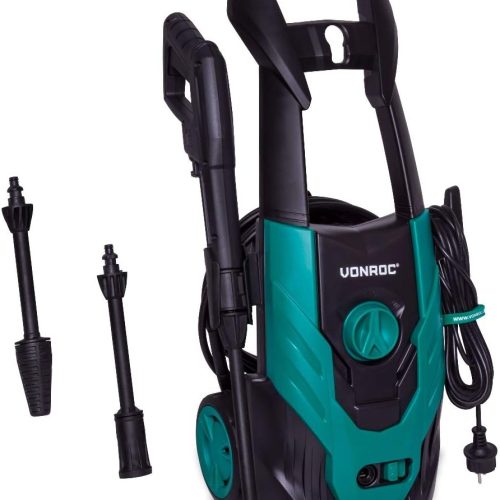 VONROC V14-1 Nettoyeur Haute Pression 1400W – 110 Bar, 390L/h, 50° Max. – Tuyau, Lance, Pistolet Buses, Aiguille de Nettoyage Inclus