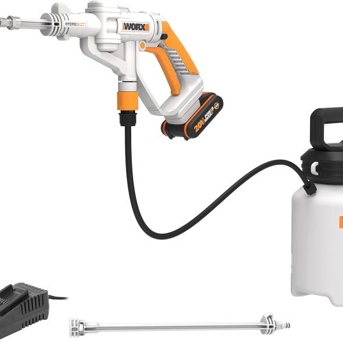 WORX WP651E 20V Nettoyeur Haute Pression sans Fil Hydroshot PowerShare, Réservoir de 5 L, 1 Buse de Pulvérisation et Kit de Lance Courte, Tuyau, Batterie et Chargeur