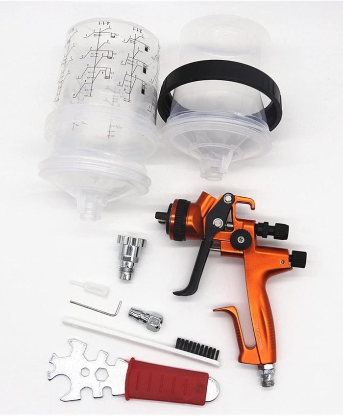 Pistolet a Peinture pneumatique Pistolet de Peinture de Voiture 600cc Gravity Pistolet de pulvérisateur HVLP avec Adaptateur PPS Pistolet à air comprimé avec réservoir de Lavage Rapide sans Lavage