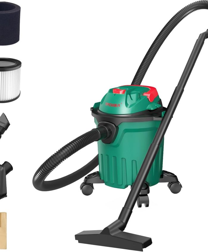 HYCHIKA 1000 W Aspirateur Eau Et Poussières, 3 en 1 Injecteur/Extracteur, Cuve : 12 l, Fonction de Nettoyage du Filtre, Fonction de Soufflage, Convient pour Les Petits nettoyages
