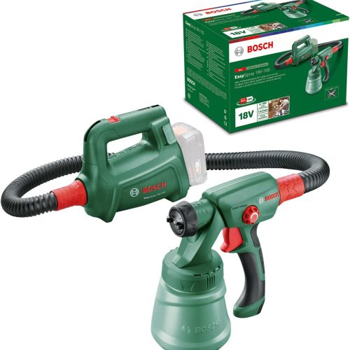 Bosch Home and Garden Pistolet à peinture sans fil EasySpray 18V-100 (sans batterie, système 18 volts, débit : 0-100 ml/min, Capacité du godet : 800 ml, livré dans un carton)