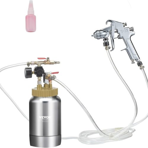 VEVOR Pistolet à Peinture avec Réservoir Portable 2 L Pot de Pression de Peinture Entrée d’Air 6,4 mm Sortie 9,5 mm Pulvérisateur de Peinture Buse 1,8 mm Pression Max 45 PSI pour Décoration Intérieure