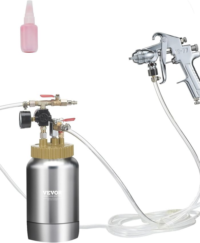 VEVOR Pistolet à Peinture avec Réservoir Portable 2 L Pot de Pression de Peinture Entrée d’Air 6,4 mm Sortie 9,5 mm Pulvérisateur de Peinture Buse 1,8 mm Pression Max 45 PSI pour Décoration Intérieure