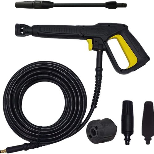 AIM Tools Pistolet de Déclenchement à Connexion Rapide Compatible avec Karcher Nettoyeur Haute Pression avec Baguette Lance Buse, Adaptateurs de Connexion Rapide et 5m Tuyau avec Raccords Rapides
