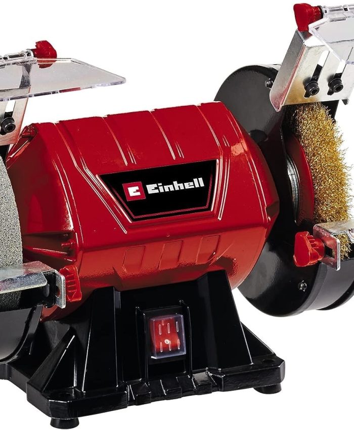 Einhell Touret à meuler TC-BG 150 B (350 W max, meule de Ø 150 mm, pare-étincelles, pour corrections de forme et affûtages, vendu avec meule gr. 36 et disque-brosse)