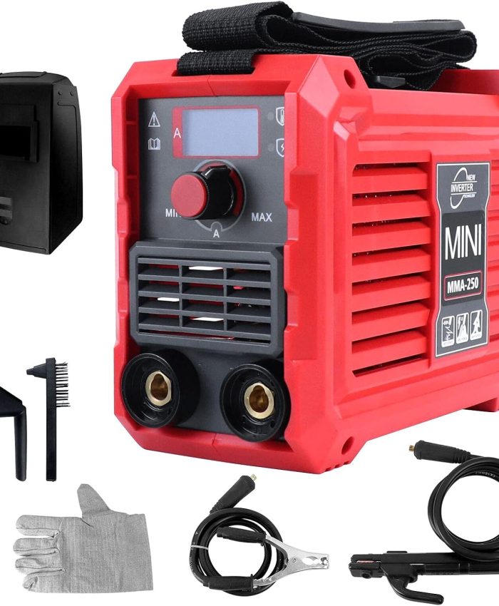 Mini Poste à Souder,250A Poste Soudure Inverter MMA avec Seulement 1,65 KG de Poids Ultra Léger,Technologie IGBT,220 x 105 x 160 mm Portable,Rouge