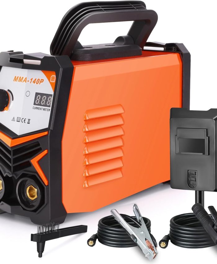 Yofuly Poste à Souder 140A, 220V MMA Mini Poste a Souder Inverter TIG Arc Électrique Portable Machine a Souder Soudeur Avec affichage Numérique LCD Pince de Mise à la Terre Masque Brosse