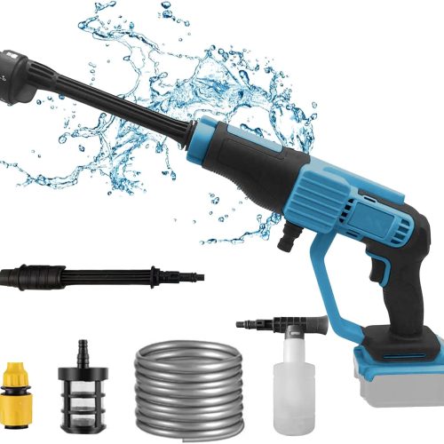 Nettoyeur Haute Pression sans Fil, Pistolet de Nettoyage Haute Pression Portable Compatible avec Makita 18V Batterie, avec Tuyau de 5m, Buse 6 en 1, Filtre, Tube de Rallonge