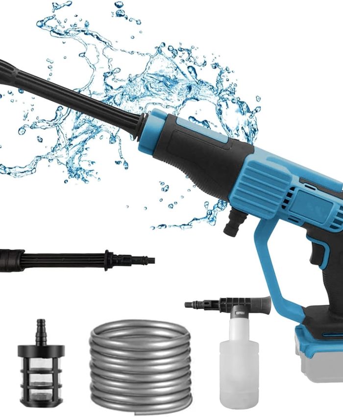 Nettoyeur Haute Pression sans Fil, Pistolet de Nettoyage Haute Pression Portable Compatible avec Makita 18V Batterie, avec Tuyau de 5m, Buse 6 en 1, Filtre, Tube de Rallonge