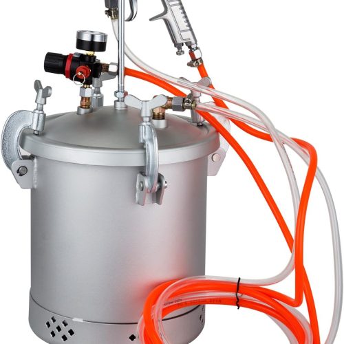 VEVOR Pistolet à Peinture de Pulvérisation 10L Pulvérisateur de Peinture à Haute Pression Réservoir de Peinture avec Buse 1,5 mm Régulateur d&rsquo;air Sécurité pour Peinture Voiture Automobile Argent